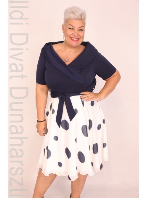 Elli Kék-Fehér Pöttyös Ruha