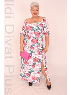 Gast Fehér-Virágos Gumis Vállú Maxi Ruha