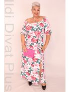 Gast Fehér-Virágos Gumis Vállú Maxi Ruha