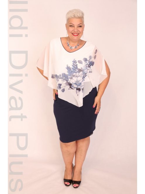 Botega Elena Fehér-Kék Virágos Muszlin Ruha