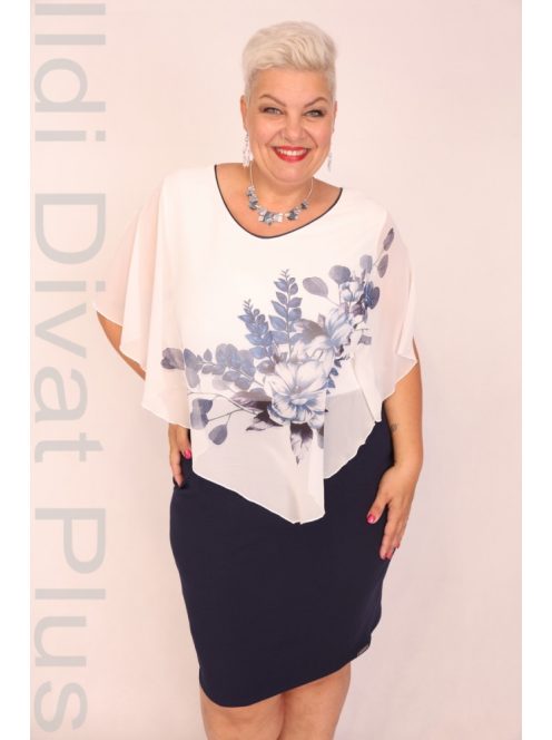 Botega Elena Fehér-Kék Virágos Muszlin Ruha