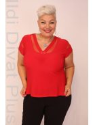 Waxima Piros Tüllbetétes Top-3XL