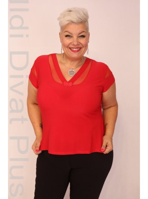 Waxima Piros Tüllbetétes Top-3XL