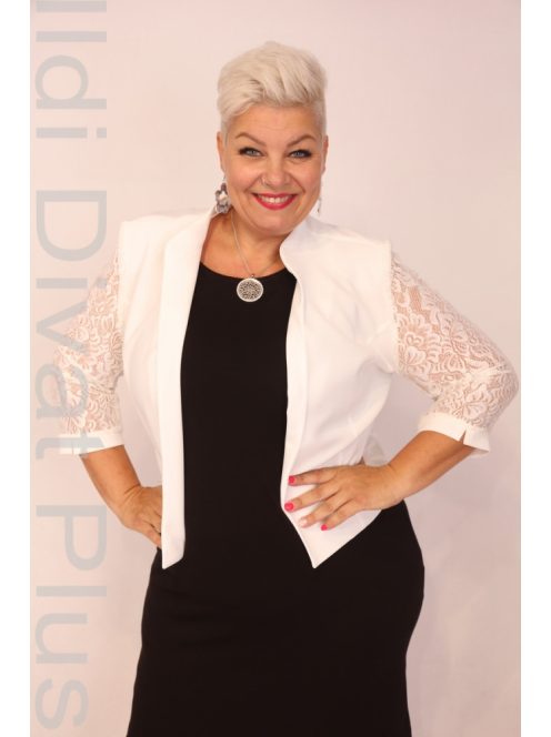 Exclusív Fehér Csipkés Ujjú Blézer-42