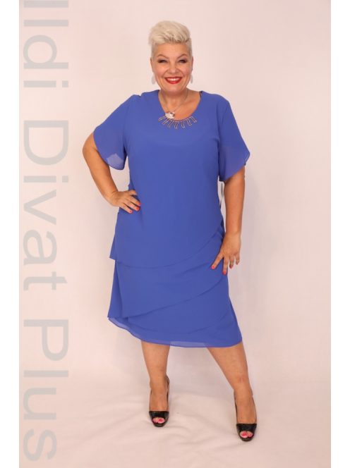 Gabriella Királykék Fodros Aljú Muszlin Ruha-58