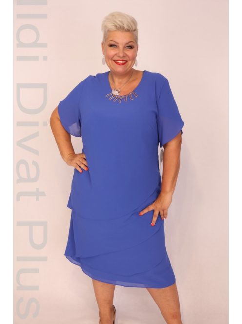 Gabriella Királykék Fodros Aljú Muszlin Ruha-58