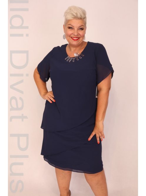 Gabriella Kék Fodros Aljú Muszlin Ruha