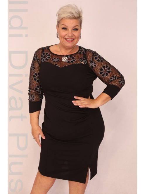 Crafty Clothes Fekete-Fehér Virágos Ruha