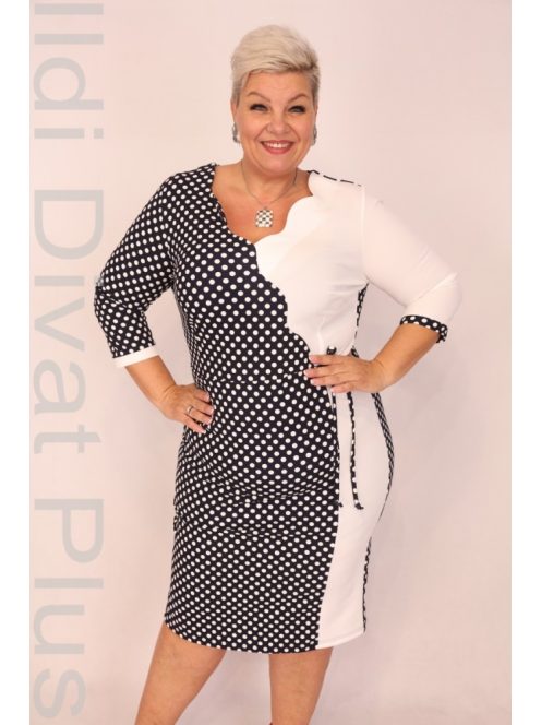 Crafty Clothes Kék-Fehér Pöttyös Kötős Ruha