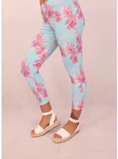 Caremo Türkíz -Pink Levél Mintás Leggings