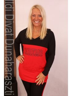 Caremo Klári Piros-Fekete Kapucnis Tunika