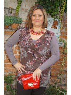 Caremo Beige-Mintás Átlapolt Tunika