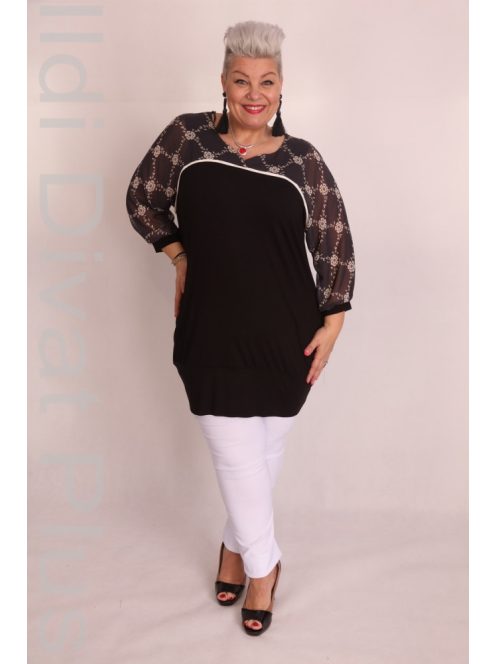 Caremo Pöttyi Fekete-Fehér Mintás Tunika