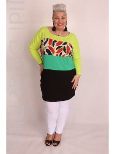 Caremo Ingrid Zöld-Fekete-Mintás Tunika