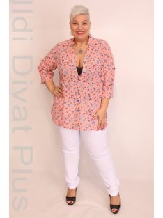 Caremo Rouge Korall-Kék Virágos Ing