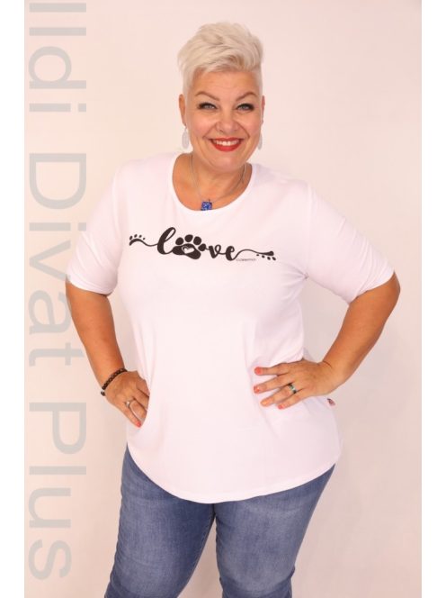 Caremo Fehér Sharlotte Kerek Nyakú Tappancsos Felső-2XL