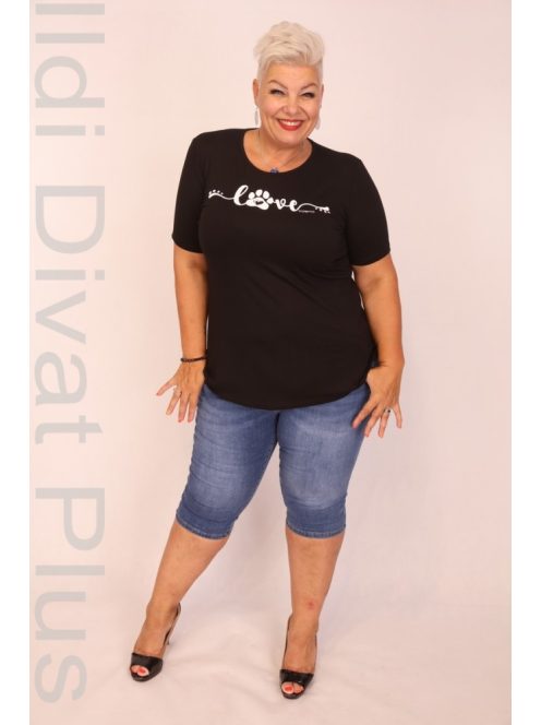 Caremo Fekete Sharlotte Kerek Nyakú Tappancsos Felső