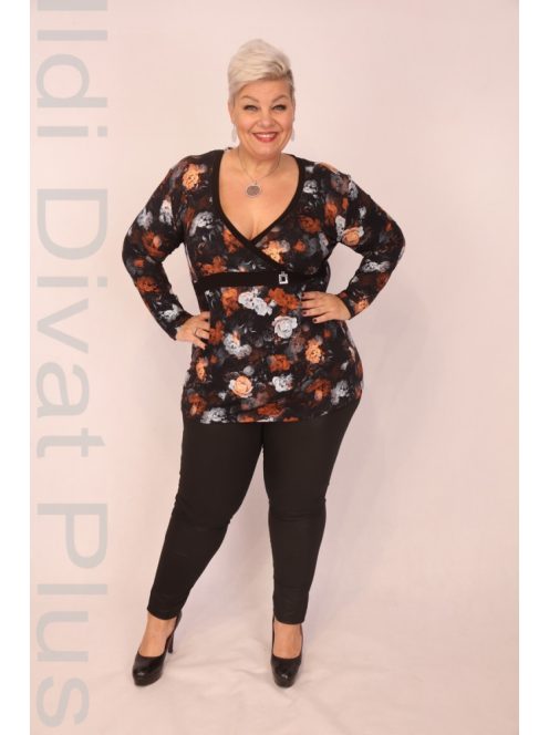 Caremo Fekete-Őszi Virágos Samartino Tunika