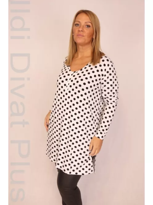 Caremo Roni Fehér-Fekete Pöttyös Tunika-XL