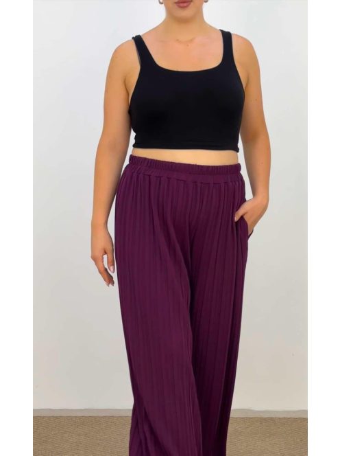 Darkwin Lila Pliszírozott Nadrág-2