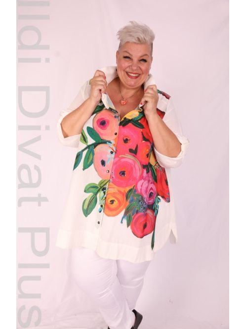 Darkwin Fehér-Színes Mintás Hella Ing