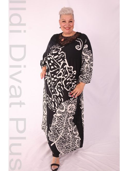 Darkwin Fekete-Fehér Mintás Szeléna Ruha