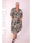 Darkwin Ekrü-Fekete Mintás Denna Ruha