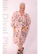 Darkwin Beige-Korall Mintás Galléros Ingtunika