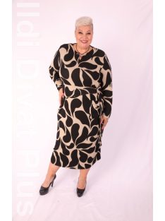 Darkwin Fekete-Beige Mintás Ferry Ruha