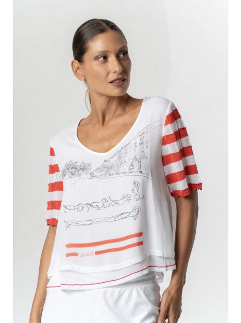 Elisa Cavaletti Fehér-Piros Tacsika Blúz