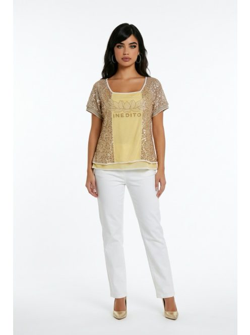 Elisa Cavaletti Beige Flitteres Ined Felső