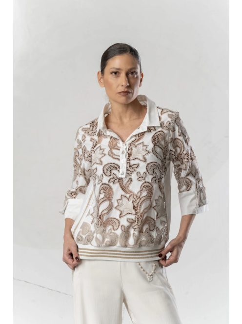 Elisa Cavaletti  Fehér-Beige Csipkeblúz