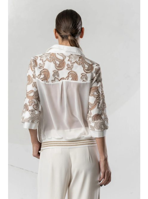 Elisa Cavaletti  Fehér-Beige Csipkeblúz