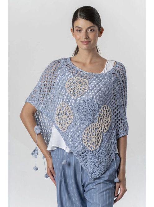 Elisa Cavaletti Világoskék Horgolt Poncsó