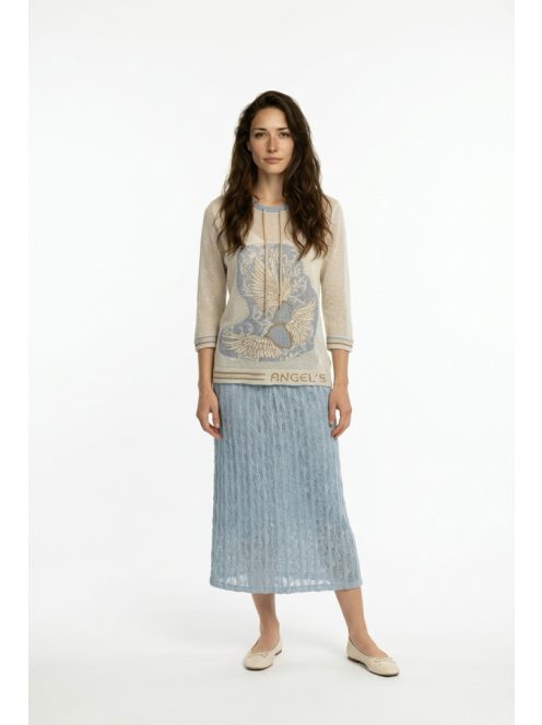 Elisa Cavaletti Ekrü-Kék Lurex Pulóver