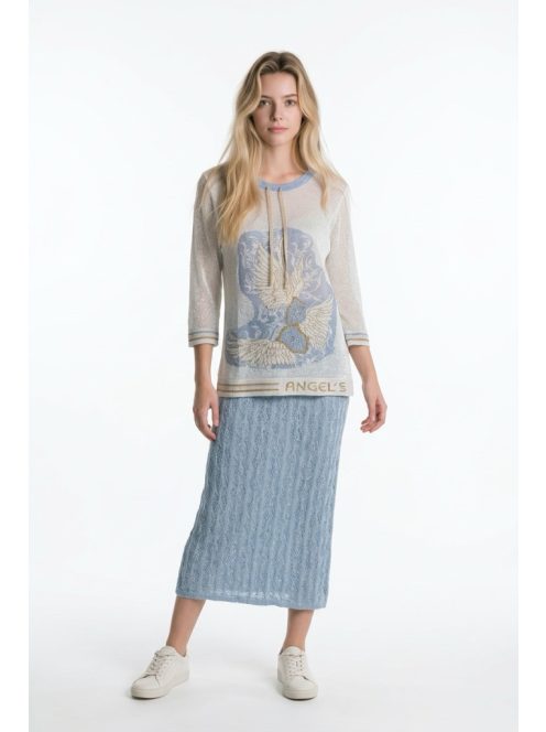 Elisa Cavaletti Ekrü-Kék Lurex Pulóver