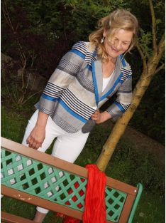 Edina Szürke-Kék Csíkos Blézer