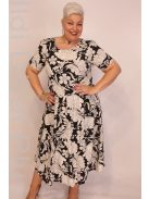 Biljana Fekete-Fehér Virágos Fodros Ruha