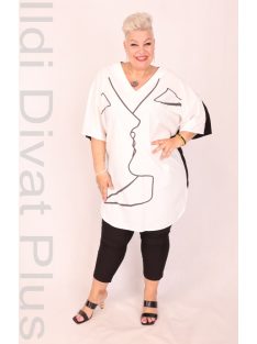 CN-G Fekete-Fehér Mintás Ingtunika