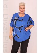 Sinyora Királykék-Fekete Mintás Köves Tunika