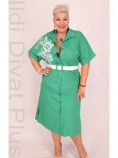 Basico Zöld-Fehér Hímzett Ruha+ Öv