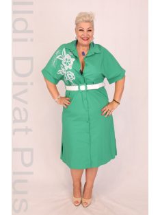 Basico Zöld-Fehér Hímzett Ruha+ Öv