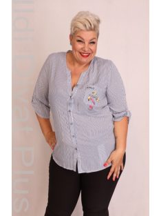 Grandi Kék-Fehér Csíkos Zsebes Blúz