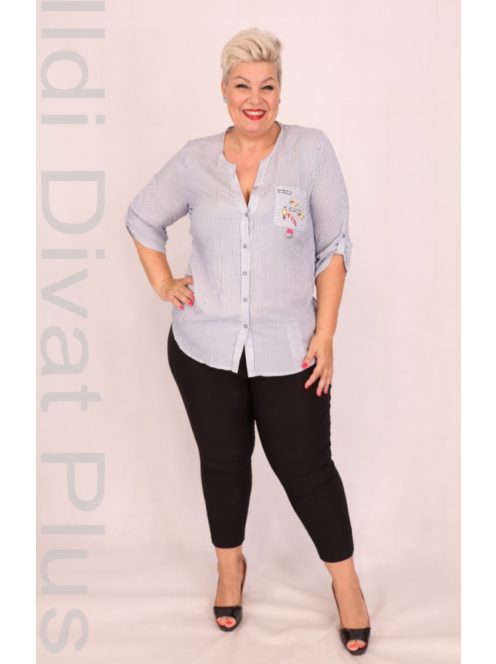 Grandi Kék-Fehér Csíkos Zsebes Blúz