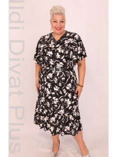ViaVia Fekete-Fehér Virágos Gyöngyös Ruha