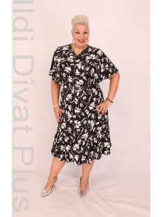 ViaVia Fekete-Fehér Virágos Gyöngyös Ruha