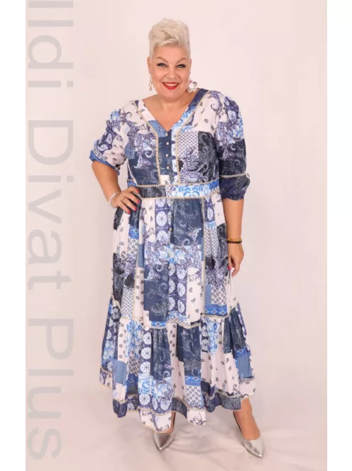 Top Woman Kék-Fehér Mintás Ruha