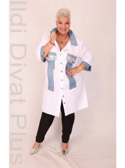 La Velina Fehér-Farmer Betétes Köves Ingtunika