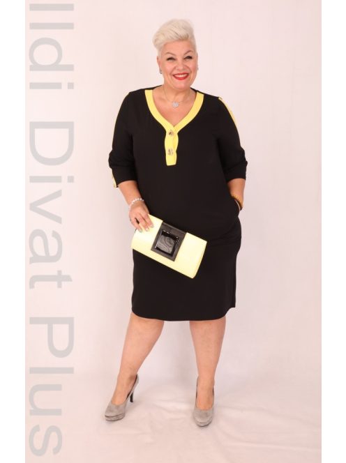 De Whites Fekete-Sárga Betétes Ruha