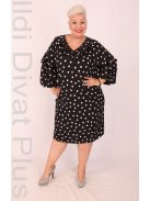 ViaVia Fekete-Fehér Pöttyös Fodros Ruha-44